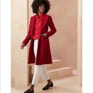 NWT Banana Republic Red Car Coat New Long Small S